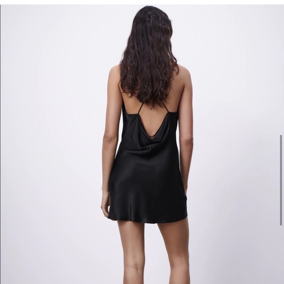 Zara Satin Effect Lace Black Mini Dress - Picture 9 of 11